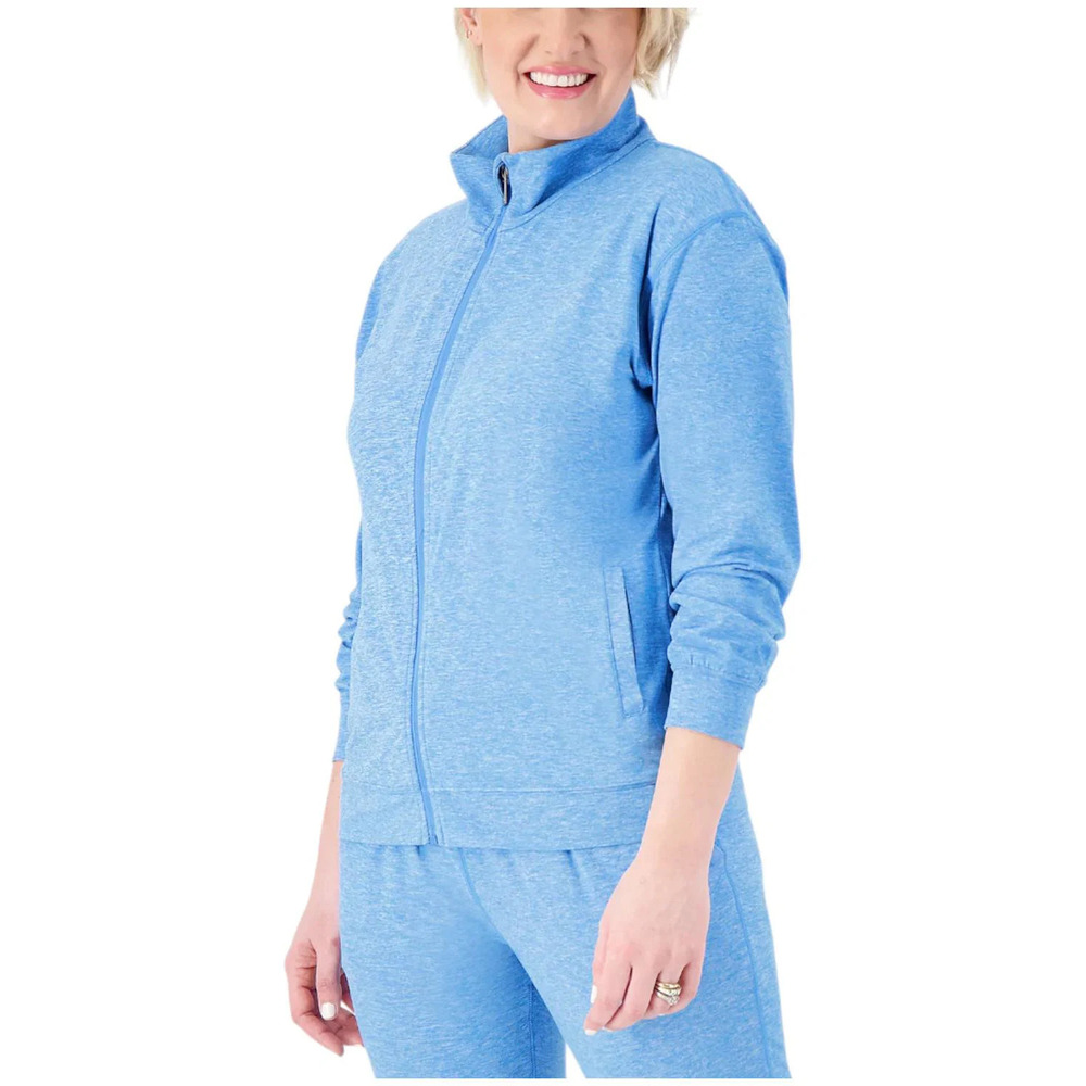 Gymwrap Women's Heathered Knit Zip-Up Jacket w/ Side Pockets Bluebell - Regular